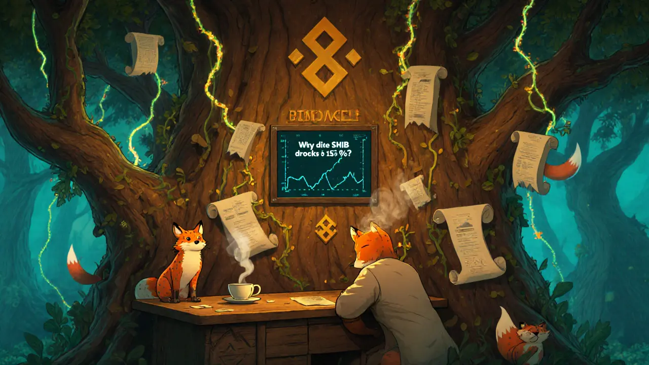 AI fox spirits analyze data vines in a digital treehouse research lab with warm glowing lights.