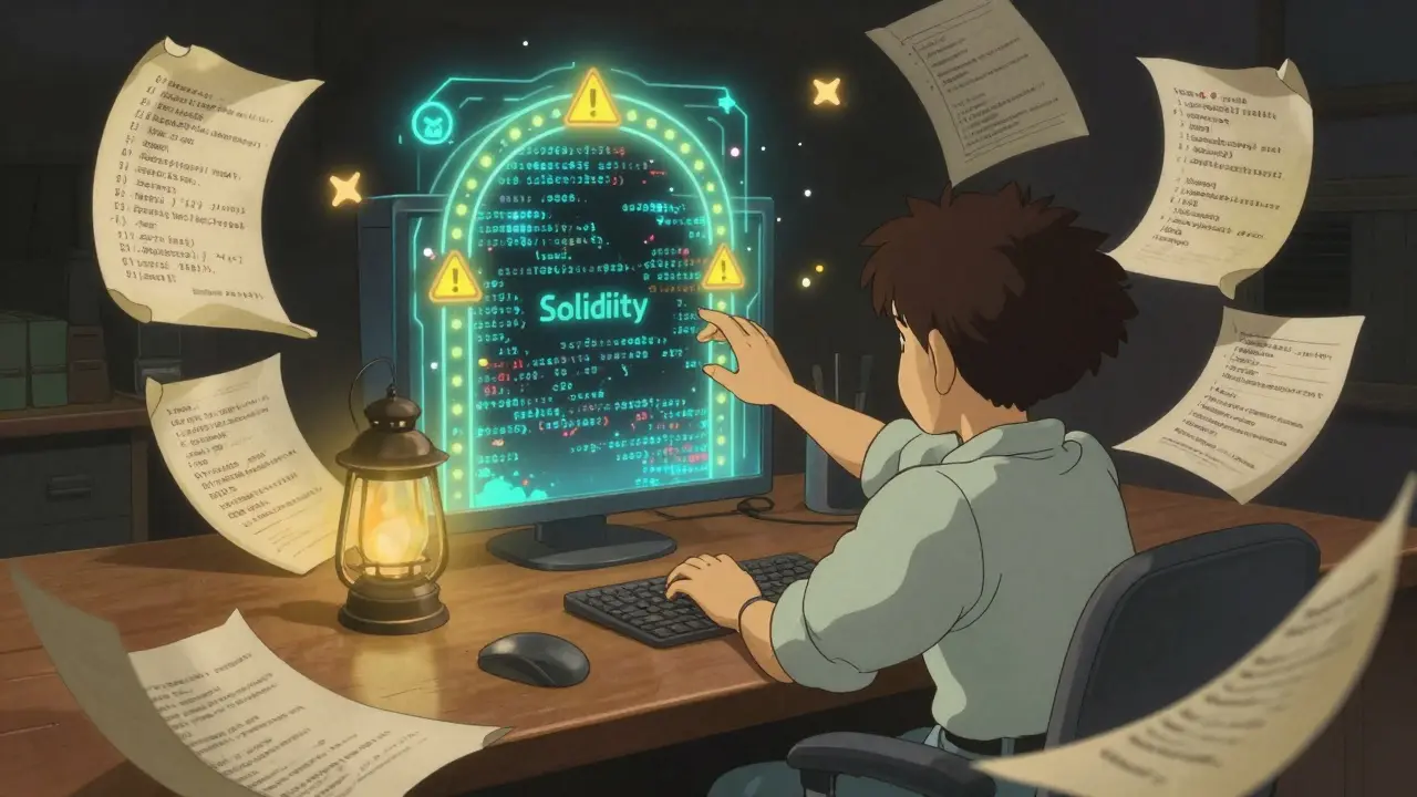 A developer surrounded by glowing code scrolls, one arm fixed and another reaching toward a glowing proxy portal.