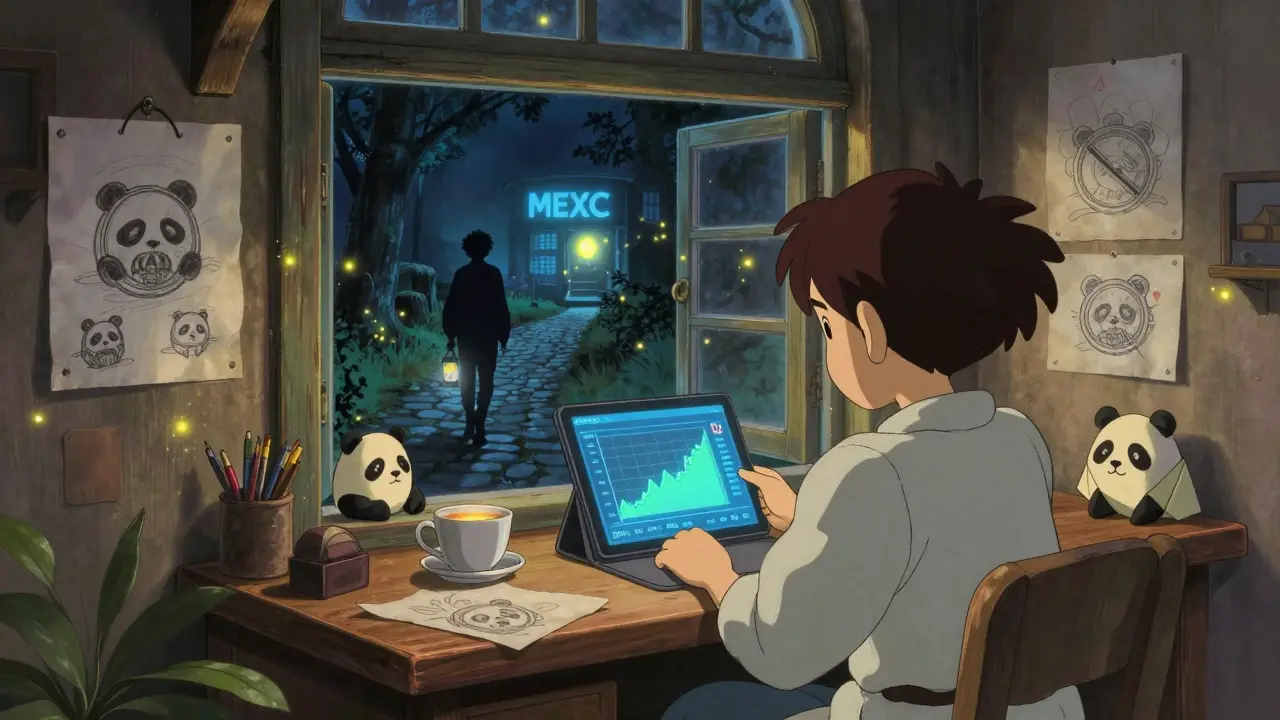 A young person gazes at a <h2>What Should You Do Now?</h2> token graph while a lantern walks toward a new exchange.