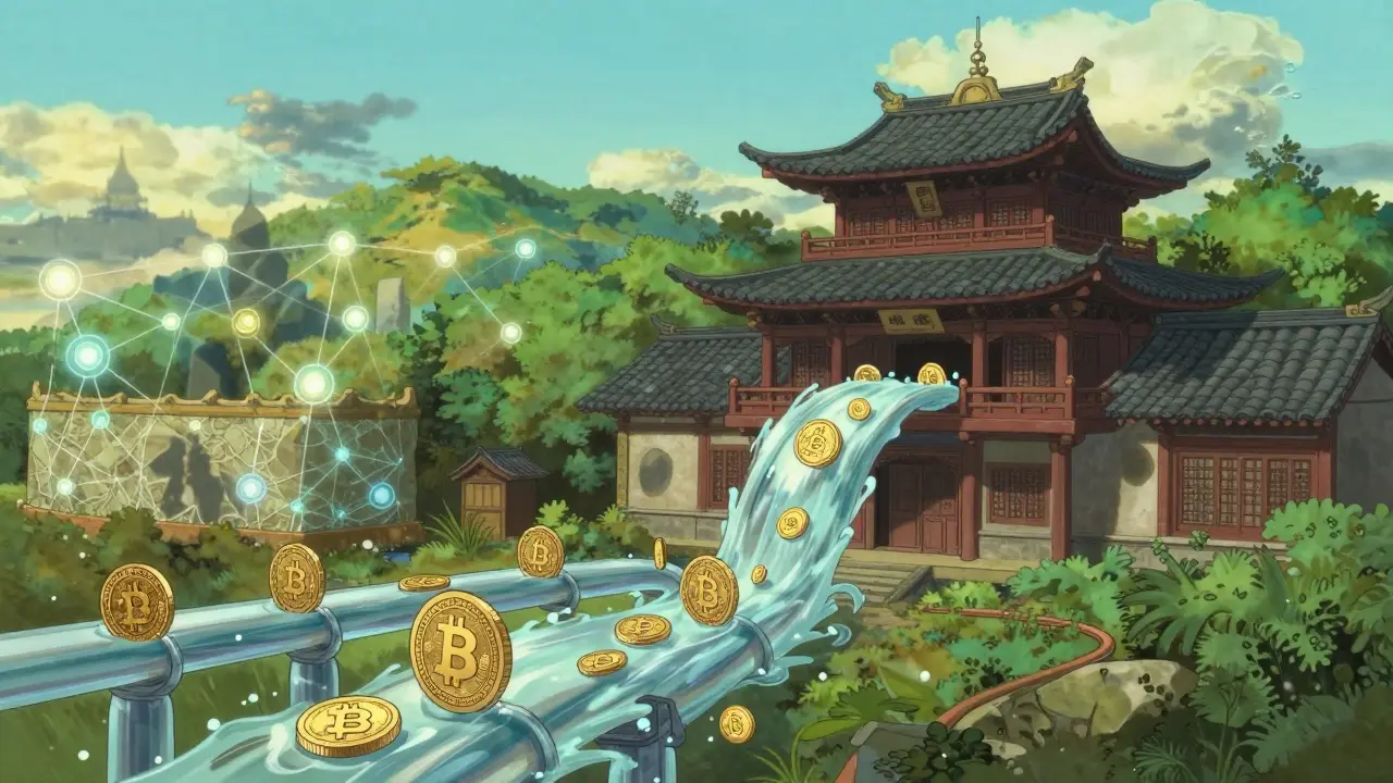 Ghibli art of e-CNY integration with state-controlled digital flows