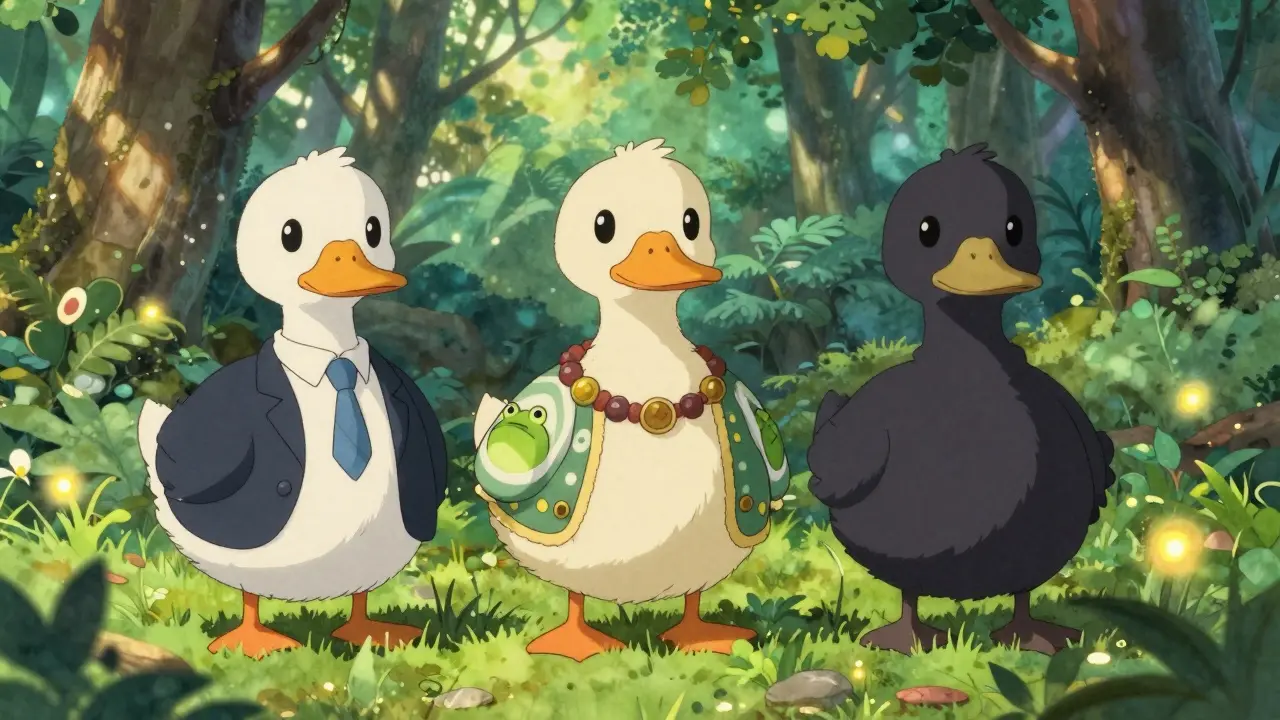 Three distinct ducks representing BSC, Ethereum, and Solana DUCKY tokens