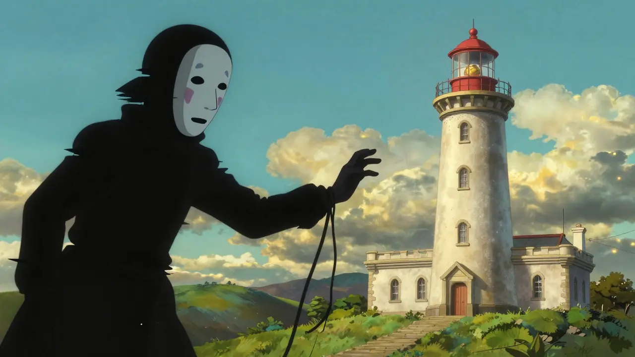 Contrast between a shadowy scam figure and a bright, safe lighthouse representing legitimate crypto.