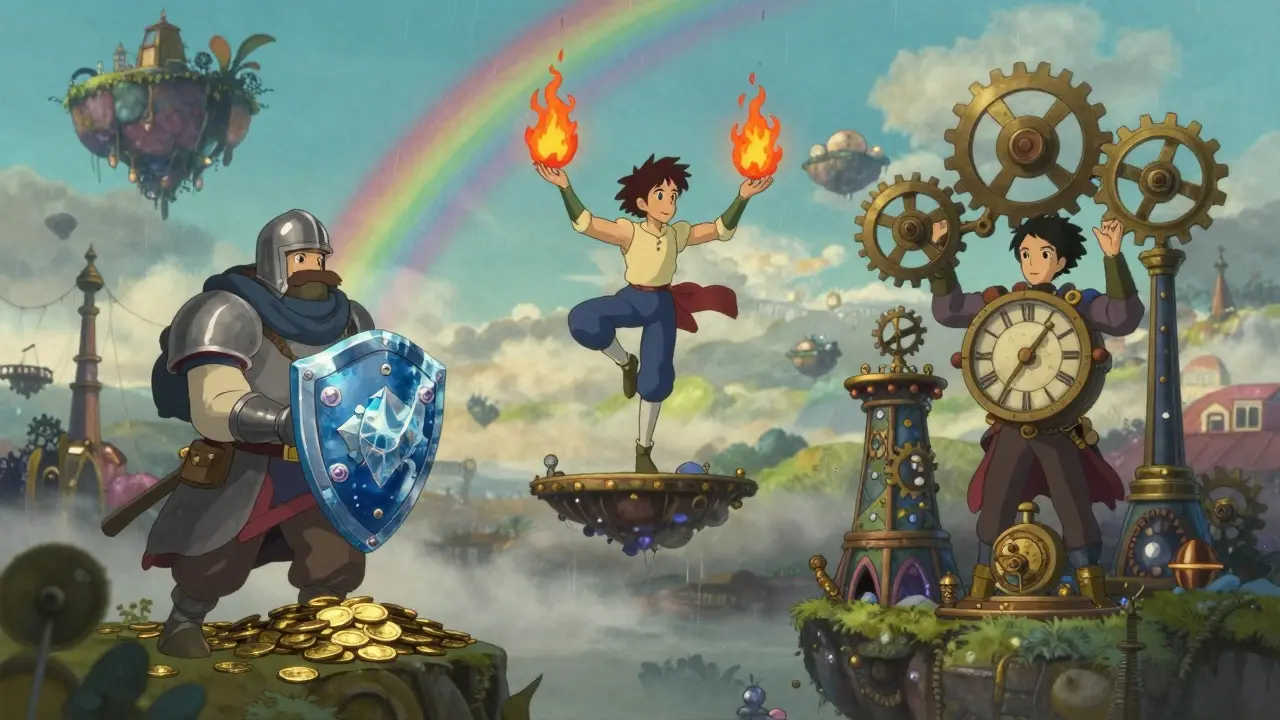 Three Ghibli characters representing hedgers, speculators, and arbitrageurs