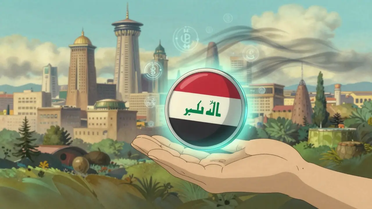 State-controlled digital coin glows while private crypto fades away.
